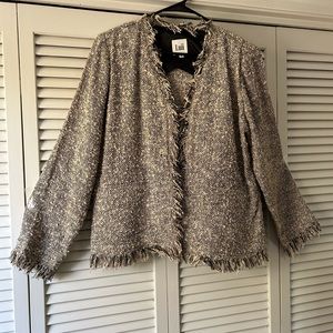 Black/off white tweed jacket with fringe